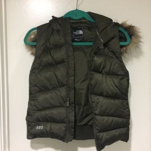 North face fur hood vest